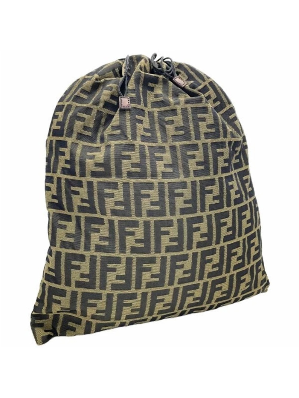 Authentic Fendi pouch Zucca drawstring pouch nylon canvas khaki black FENDI FF